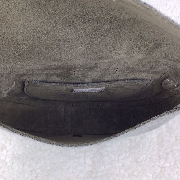 Theory Whitney Crossbody Bag in Gray Wool/ Green Suede- NEW - Picture 13 of 16